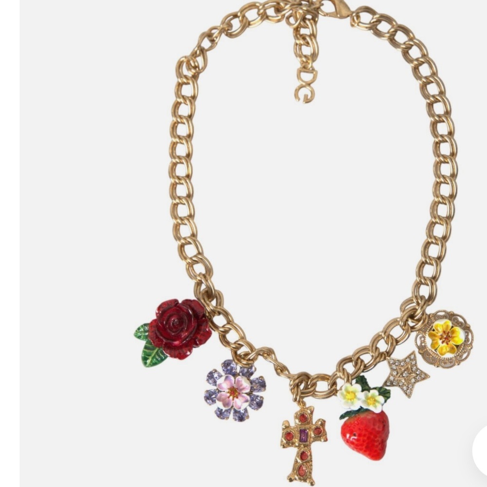 Dolce &Gabbana  Gold Necklace with Colorful Charms